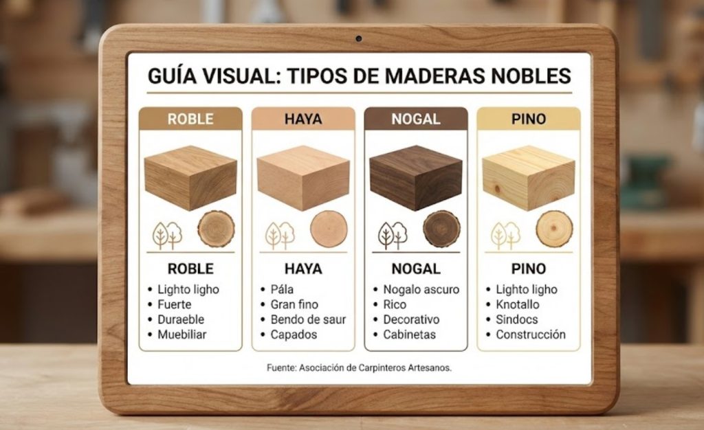 Tipos de maderas nobles: Roble, Haya, Nogal y Pino. Guía visual. 1